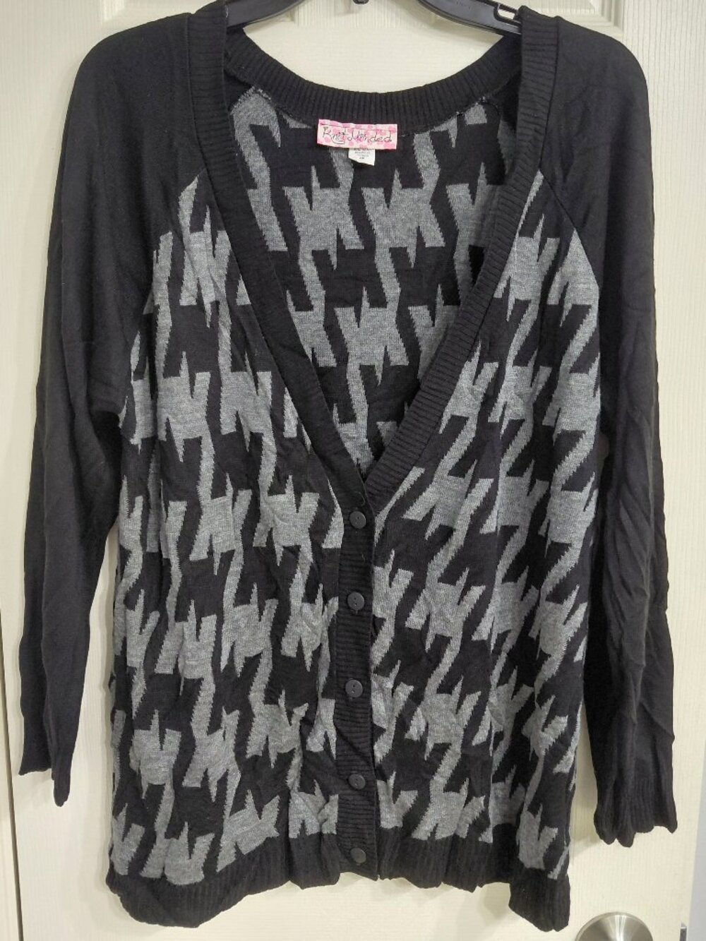 Black and Gray Houndstooth Cardigan